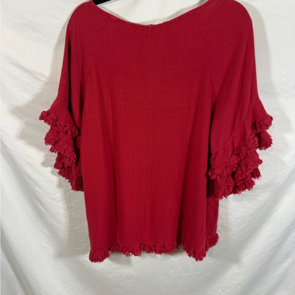 Umgee Red Ruffle Sleeve Top - Picture 3 of 4